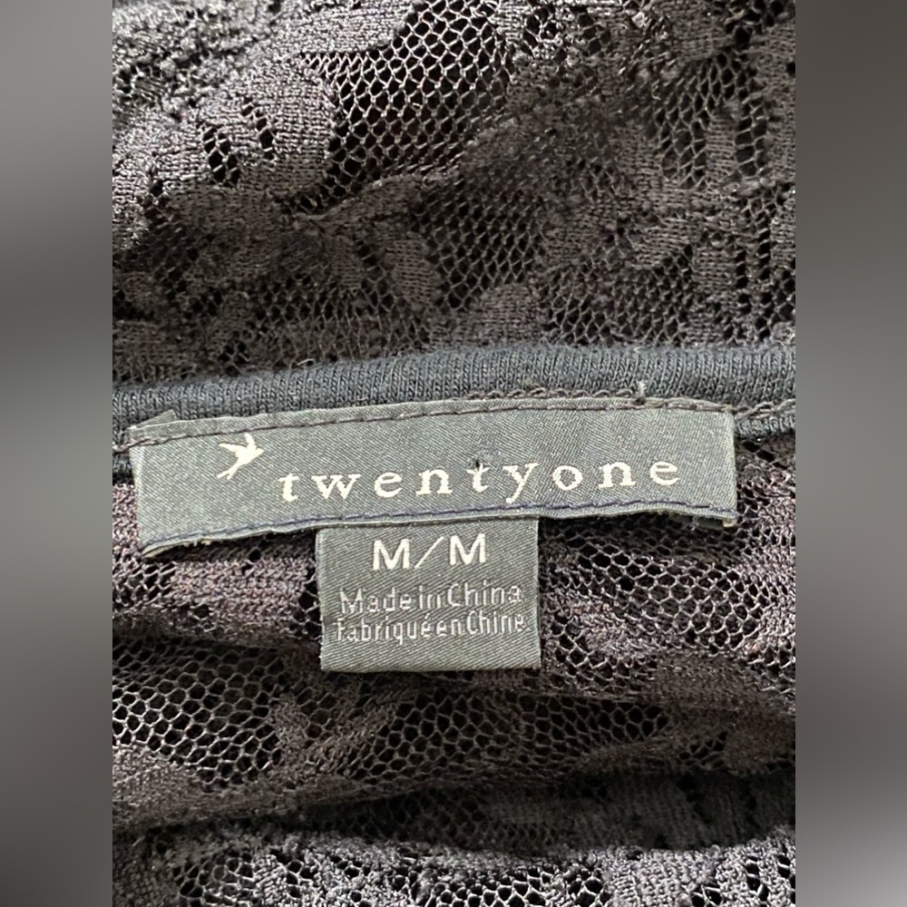Twenty One sheer black lace long sleeve blouse - Picture 6 of 15